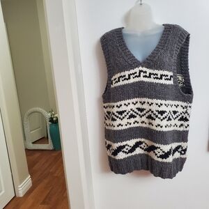 Charcoal and Cream Knit Sweater Vest